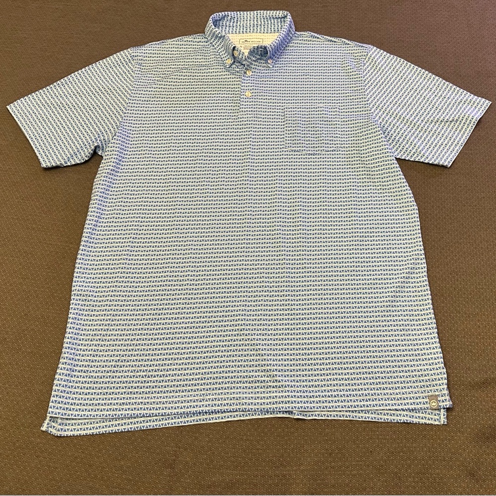 Peter Millar Blue Geometric Pattern. Size Men’s L… - image 1